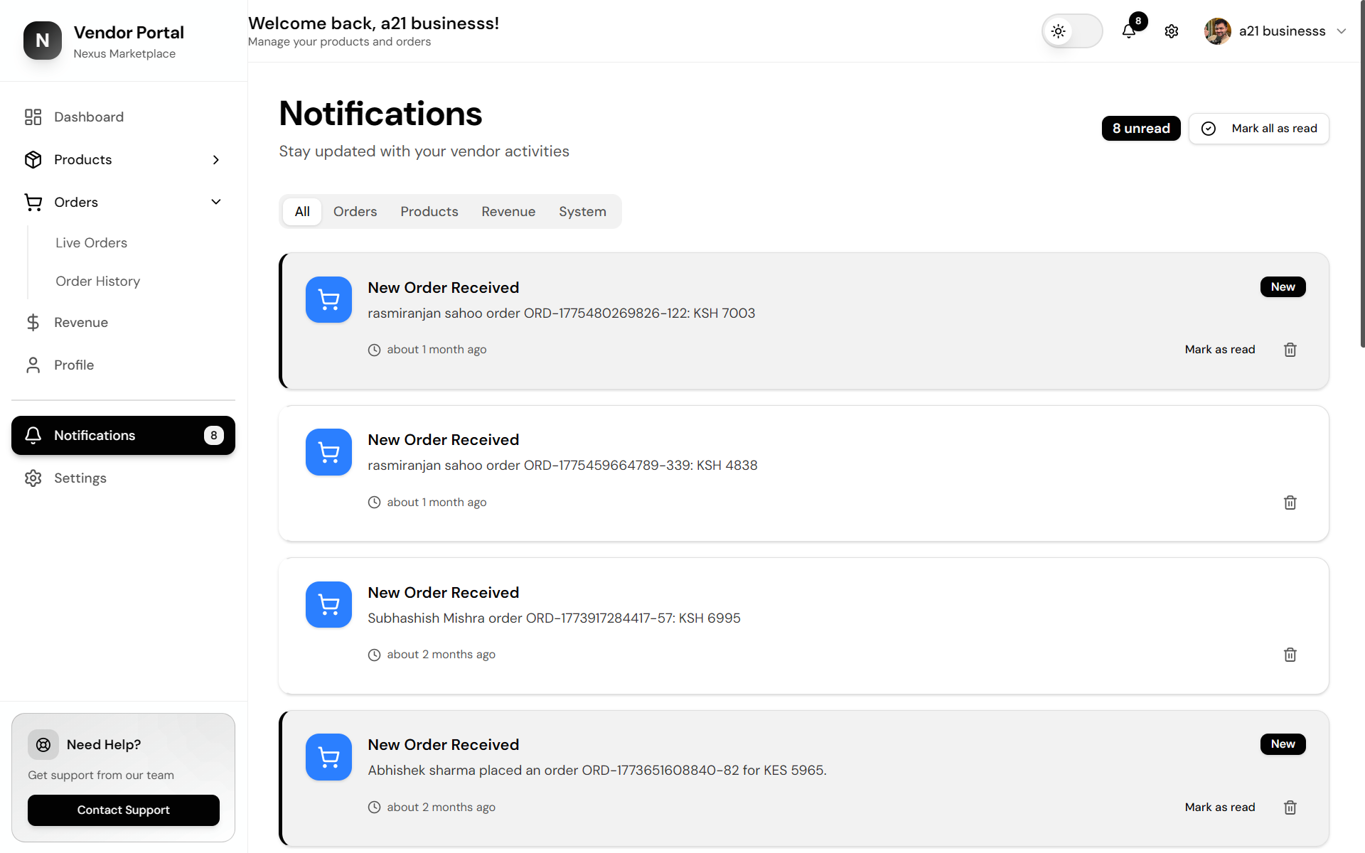 Vendor Dashboard screenshot 13